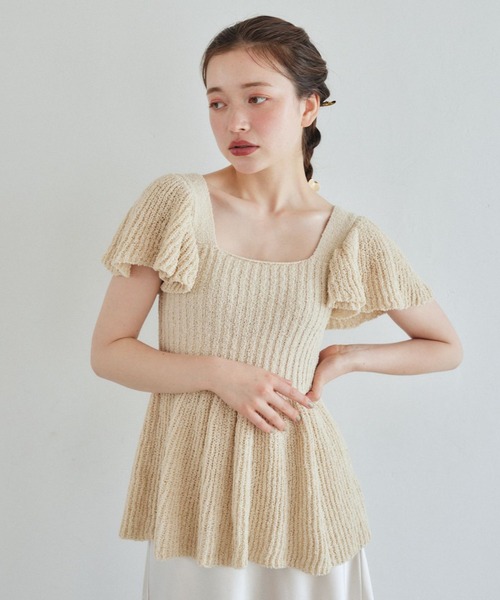pomiii（ポミー）の「フリルサマーニットビスチェ（ニット/セーター・レディース・ベージュ/ミント・FREE）」の6枚目の写真