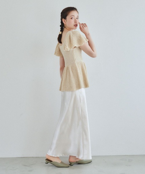 pomiii（ポミー）の「フリルサマーニットビスチェ（ニット/セーター・レディース・ベージュ/ミント・FREE）」の4枚目の写真