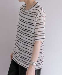 ear PAPILLONNER | シアーボーダーTシャツ【SUM1 STYLE】(Tシャツ/カットソー)
