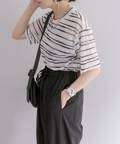 「ear PAPILLONNER」 「sumi style」半袖カットソー FREE ブラック レディース セール】レースシャツ【SUM1 STYLE(スミスタイル)】（シャツ