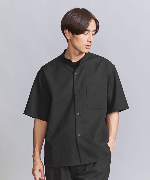 BEAUTY&YOUTH Komatsu バンドカラーシャツ　ネイビー Amazon.co.jp: [ビューティー&ユース ユナイテッドアローズ