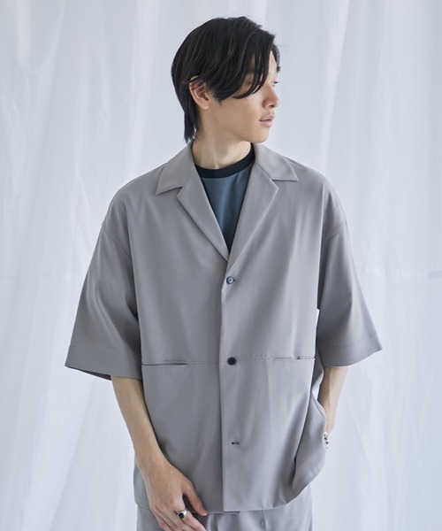 PUBLIC TOKYO（パブリックトウキョウ）の「【接触冷感】サマーオルタネイトシャツ（シャツ/ブラウス・メンズ・ライトグレー/ベージュ/ダークグレー・1/2）」の5枚目の写真