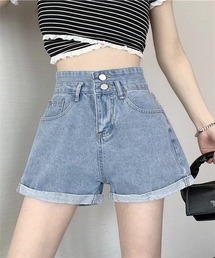 ロールアップデニムショートパンツ