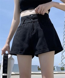 ロールアップデニムショートパンツ