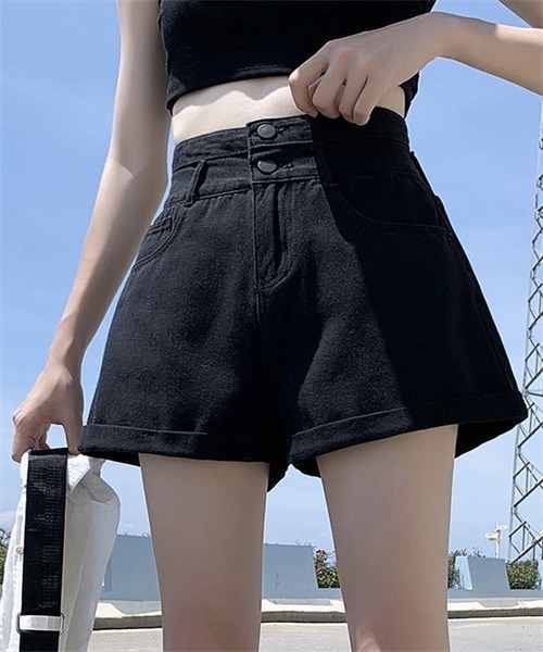 セール】ロールアップデニムショートパンツ（デニムパンツ