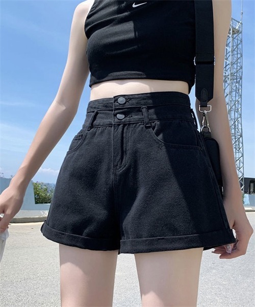 セール】ロールアップデニムショートパンツ（デニムパンツ