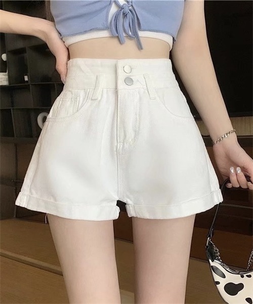 セール】ロールアップデニムショートパンツ（デニムパンツ