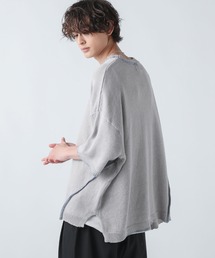 綿麻ハンドステッチクルーネックニット