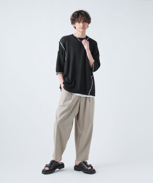 ASTRONOMY（アストロノミー）の「綿麻ハンドステッチクルーネックニット（ニット/セーター・メンズ・ベージュ系/ライトグレー/ブラック・L/M）」の20枚目の写真