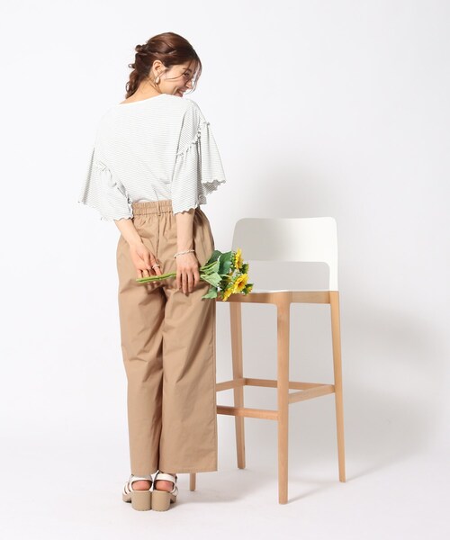 Cutie Blonde（キューティーブロンド）の「◆お袖プチフリル 大人かわいいボーダー柄トップス（Tシャツ/カットソー・レディース・ネイビー系2/ホワイト系その他3・01/02/03）」の5枚目の写真