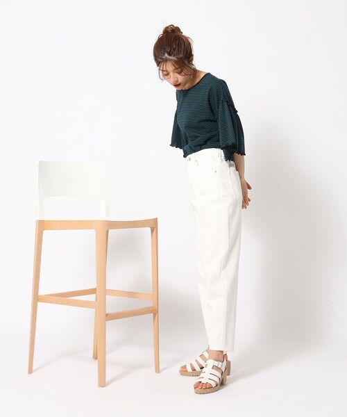 Cutie Blonde（キューティーブロンド）の「◆お袖プチフリル 大人かわいいボーダー柄トップス（Tシャツ/カットソー・レディース・ネイビー系2/ホワイト系その他3・01/02/03）」の9枚目の写真