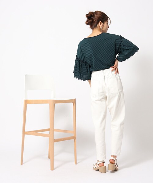 Cutie Blonde（キューティーブロンド）の「◆お袖プチフリル 大人かわいいボーダー柄トップス（Tシャツ/カットソー・レディース・ネイビー系2/ホワイト系その他3・01/02/03）」の10枚目の写真