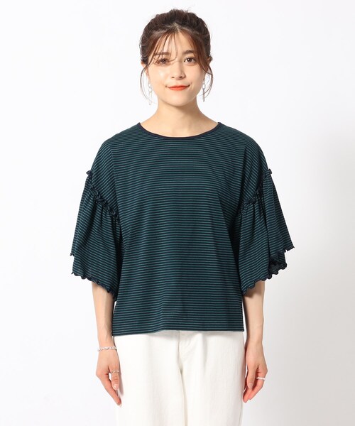 Cutie Blonde（キューティーブロンド）の「◆お袖プチフリル 大人かわいいボーダー柄トップス（Tシャツ/カットソー・レディース・ネイビー系2/ホワイト系その他3・01/02/03）」の19枚目の写真