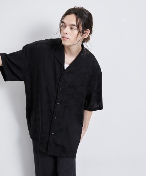 JUNRED（ジュンレッド）の「フラワージャカードイタリアンカラーシャツ（シャツ/ブラウス・メンズ・ホワイト/ブラック/ブルー系その他4・L/M/S）」の4枚目の写真