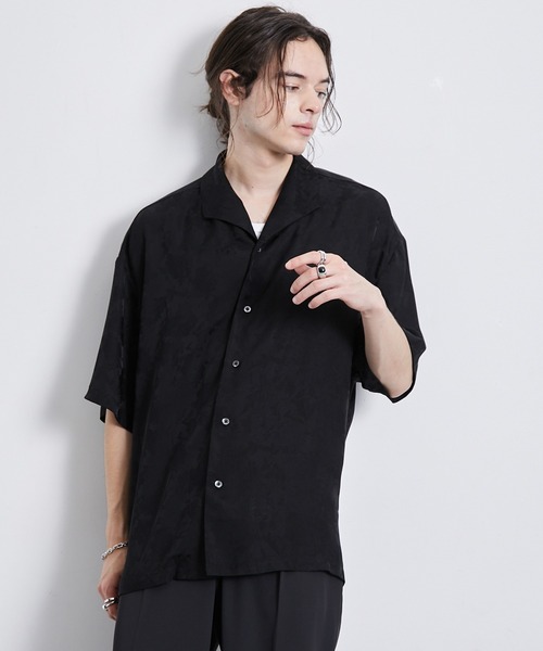 JUNRED（ジュンレッド）の「フラワージャカードイタリアンカラーシャツ（シャツ/ブラウス・メンズ・ホワイト/ブラック/ブルー系その他4・L/M/S）」の5枚目の写真