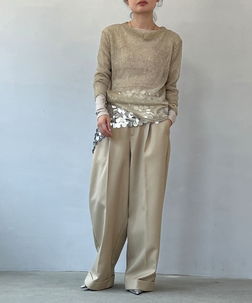 chuclla（チュクラ）の「ラメプリーツ シアーロングプルオーバー chw23a007（Tシャツ/カットソー・レディース・ベージュ・FREE）」の11枚目の写真