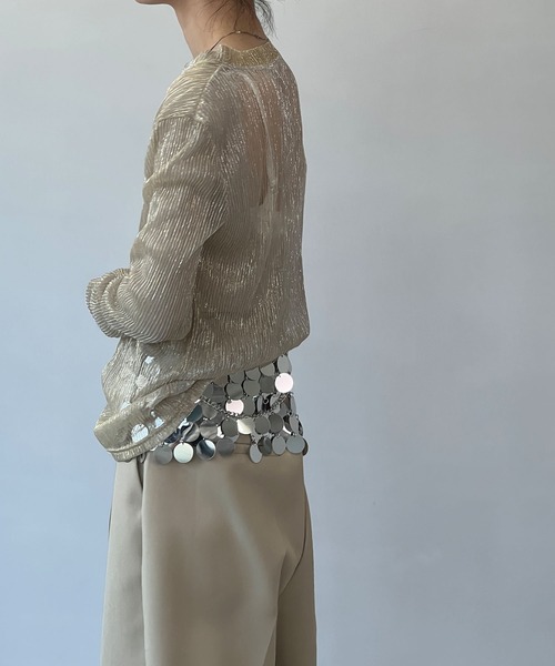 chuclla（チュクラ）の「ラメプリーツ シアーロングプルオーバー chw23a007（Tシャツ/カットソー・レディース・ベージュ・FREE）」の12枚目の写真