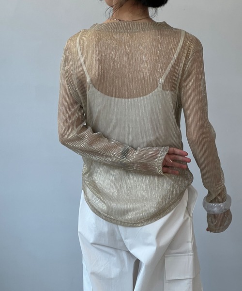 chuclla（チュクラ）の「ラメプリーツ シアーロングプルオーバー chw23a007（Tシャツ/カットソー・レディース・ベージュ・FREE）」の13枚目の写真