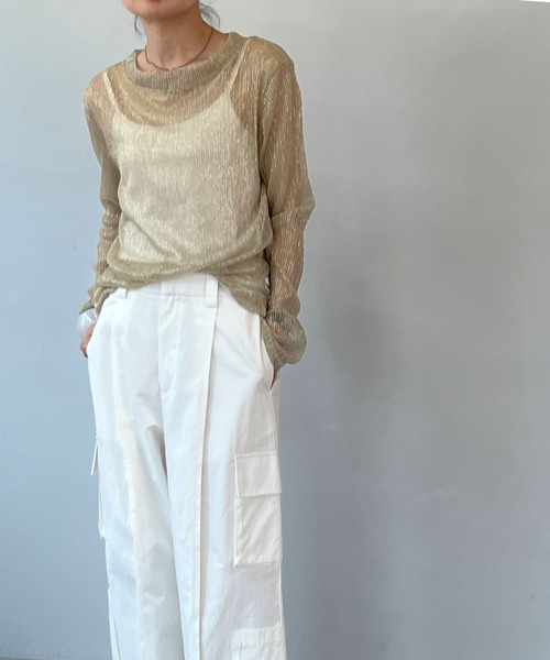 chuclla（チュクラ）の「ラメプリーツ シアーロングプルオーバー chw23a007（Tシャツ/カットソー・レディース・ベージュ・FREE）」の14枚目の写真