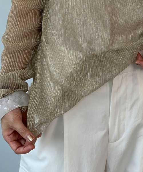 chuclla（チュクラ）の「ラメプリーツ シアーロングプルオーバー chw23a007（Tシャツ/カットソー・レディース・ベージュ・FREE）」の15枚目の写真