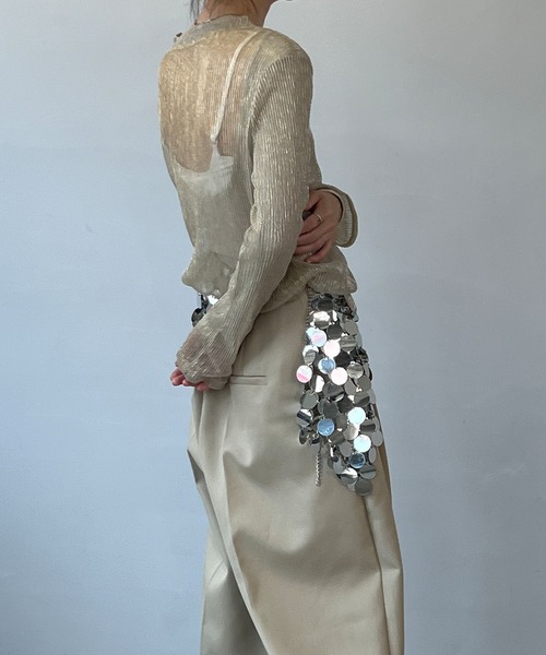 chuclla（チュクラ）の「ラメプリーツ シアーロングプルオーバー chw23a007（Tシャツ/カットソー・レディース・ベージュ・FREE）」の16枚目の写真