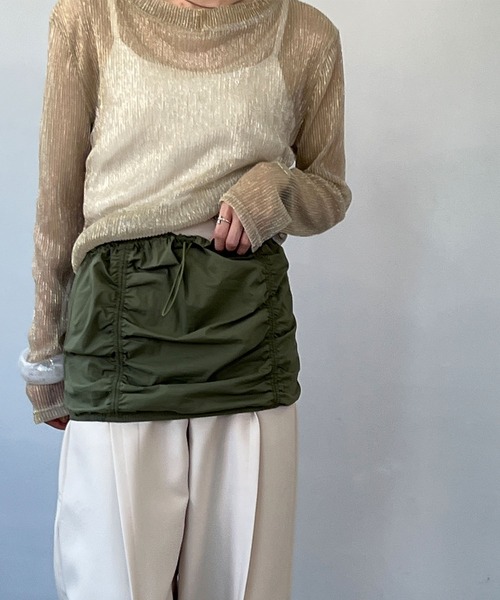 chuclla（チュクラ）の「ラメプリーツ シアーロングプルオーバー chw23a007（Tシャツ/カットソー・レディース・ベージュ・FREE）」の2枚目の写真