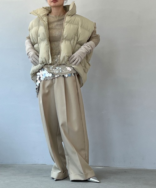 chuclla（チュクラ）の「ラメプリーツ シアーロングプルオーバー chw23a007（Tシャツ/カットソー・レディース・ベージュ・FREE）」の3枚目の写真