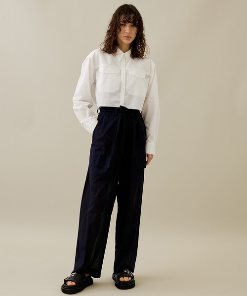 rito structure（リトストラクチャー）の「【rito structure/リトストラクチャー】See-through Cotton Tapered Pants/シースルーコットンテーパードパンツ（その他パンツ・レディース・ネイビー・1）」の3枚目の写真