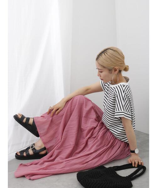 Samansa Mos2 blue（サマンサモスモスブルー）の「ボイルギャザースカート（スカート・レディース・グリーン/パープル/ブルー/チャコールグレー/イエロー・F）」の4枚目の写真