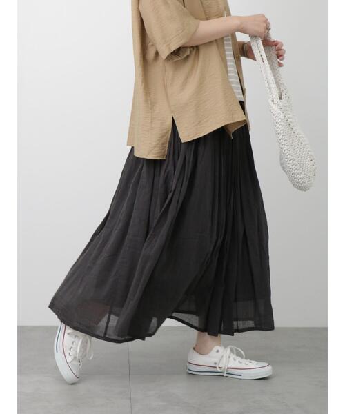 Samansa Mos2 blue（サマンサモスモスブルー）の「ボイルギャザースカート（スカート・レディース・グリーン/パープル/ブルー/チャコールグレー/イエロー・F）」の2枚目の写真