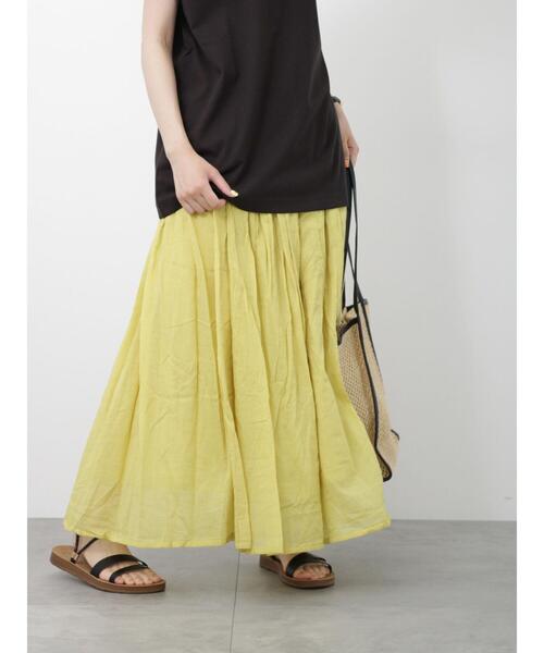 Samansa Mos2 blue（サマンサモスモスブルー）の「ボイルギャザースカート（スカート・レディース・グリーン/パープル/ブルー/チャコールグレー/イエロー・F）」の5枚目の写真