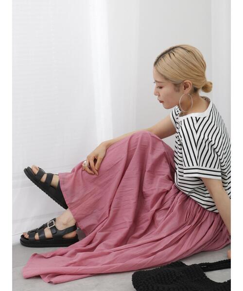 Samansa Mos2 blue（サマンサモスモスブルー）の「ボイルギャザースカート（スカート・レディース・グリーン/パープル/ブルー/チャコールグレー/イエロー・F）」の10枚目の写真