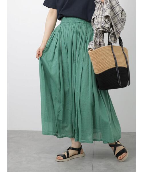 Samansa Mos2 blue（サマンサモスモスブルー）の「ボイルギャザースカート（スカート・レディース・グリーン/パープル/ブルー/チャコールグレー/イエロー・F）」の18枚目の写真