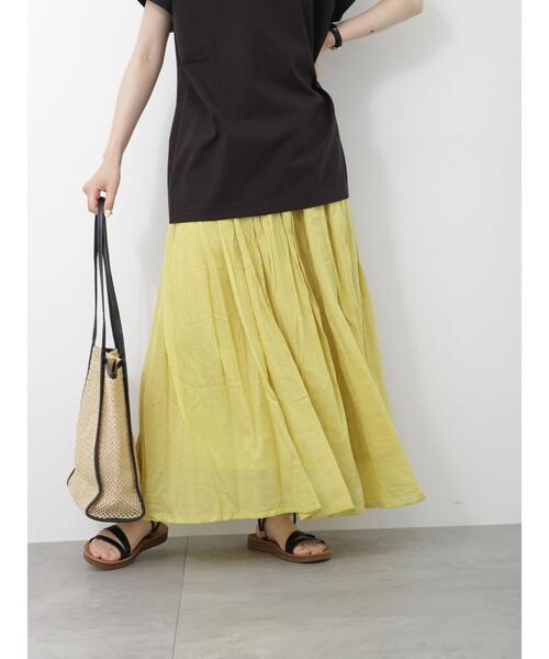 Samansa Mos2 blue（サマンサモスモスブルー）の「ボイルギャザースカート（スカート・レディース・グリーン/パープル/ブルー/チャコールグレー/イエロー・F）」の7枚目の写真