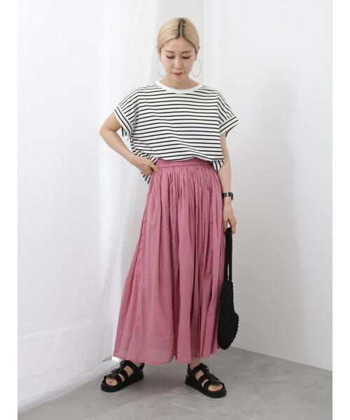 Samansa Mos2 blue（サマンサモスモスブルー）の「ボイルギャザースカート（スカート・レディース・グリーン/パープル/ブルー/チャコールグレー/イエロー・F）」の15枚目の写真