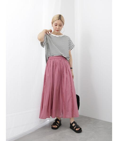 Samansa Mos2 blue（サマンサモスモスブルー）の「ボイルギャザースカート（スカート・レディース・グリーン/パープル/ブルー/チャコールグレー/イエロー・F）」の22枚目の写真