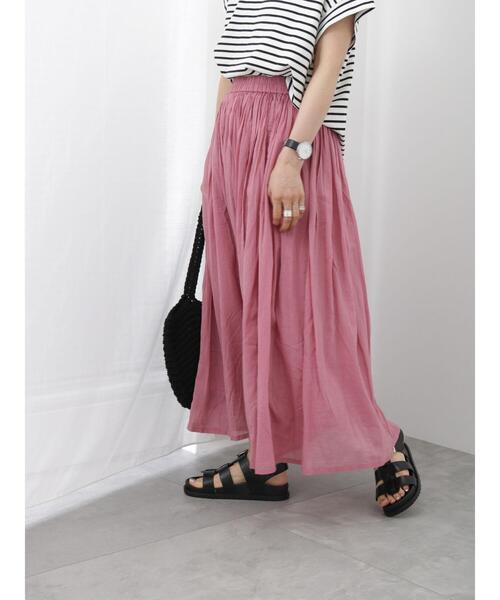 Samansa Mos2 blue（サマンサモスモスブルー）の「ボイルギャザースカート（スカート・レディース・グリーン/パープル/ブルー/チャコールグレー/イエロー・F）」の19枚目の写真