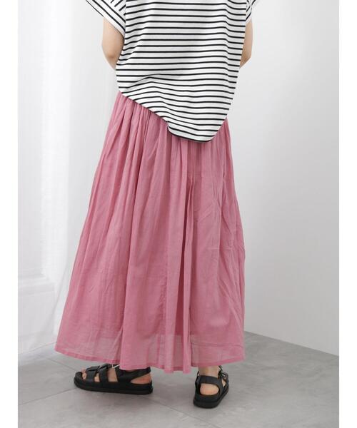 Samansa Mos2 blue（サマンサモスモスブルー）の「ボイルギャザースカート（スカート・レディース・グリーン/パープル/ブルー/チャコールグレー/イエロー・F）」の8枚目の写真