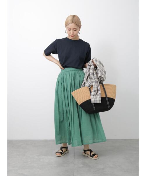 Samansa Mos2 blue（サマンサモスモスブルー）の「ボイルギャザースカート（スカート・レディース・グリーン/パープル/ブルー/チャコールグレー/イエロー・F）」の16枚目の写真