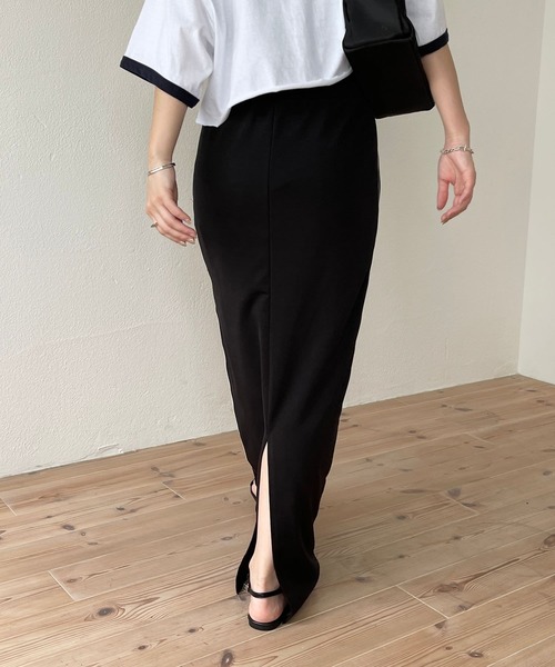 wee9s（ウィークス）の「side line stretch skirt / サイド