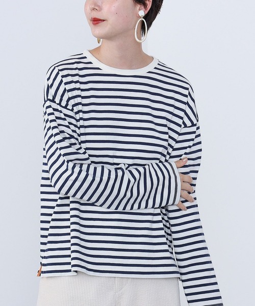 BEAMS HEART(ビームスハート)の「BEAMS HEART / ユルボーダー Tシャツ(Tシャツ/カットソー・レディース・ホワイト系その他5/ブルー系その他3/その他/その他1・FREE)」の2枚目の写真