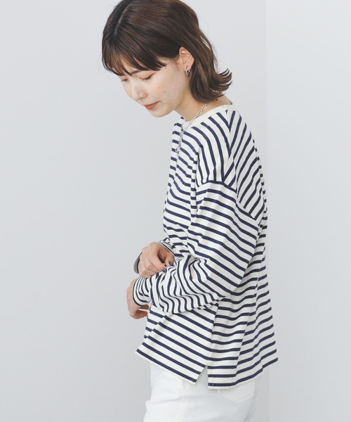 BEAMS HEART(ビームスハート)の「BEAMS HEART / ユルボーダー Tシャツ(Tシャツ/カットソー・レディース・ホワイト系その他5/ブルー系その他3/その他/その他1・FREE)」の10枚目の写真