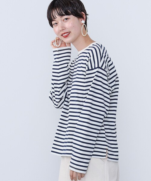 BEAMS HEART(ビームスハート)の「BEAMS HEART / ユルボーダー Tシャツ(Tシャツ/カットソー・レディース・ホワイト系その他5/ブルー系その他3/その他/その他1・FREE)」の5枚目の写真