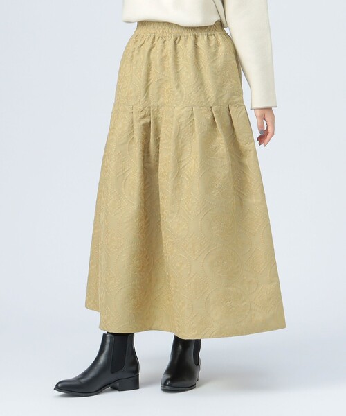 BEAMS HEART（ビームスハート）の「総刺繍 タック フレアスカート（スカート・レディース・ブラック系その他4/ホワイト系その他5/グリーン系その他/ブラウン/イエロー・FREE）」の5枚目の写真