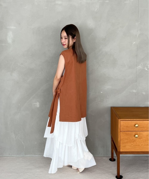 Olu.（オルドット）の「サイドリボンVネックベスト（ベスト・レディース・カーキ/アイボリー/ブラウン・FREE）」の18枚目の写真