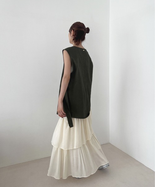 Olu.（オルドット）の「サイドリボンVネックベスト（ベスト・レディース・カーキ/アイボリー/ブラウン・FREE）」の11枚目の写真