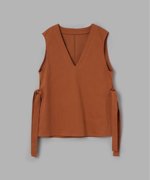 Olu.（オルドット）の「サイドリボンVネックベスト（ベスト・レディース・カーキ/アイボリー/ブラウン・FREE）」の4枚目の写真