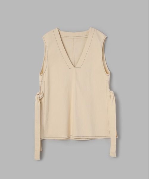 Olu.（オルドット）の「サイドリボンVネックベスト（ベスト・レディース・カーキ/アイボリー/ブラウン・FREE）」の5枚目の写真