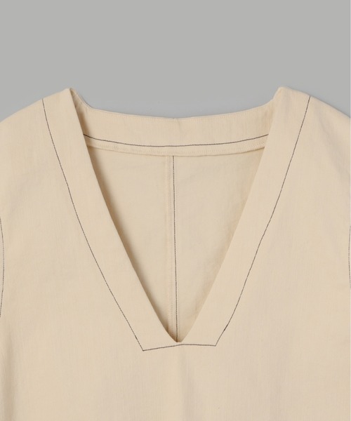 Olu.（オルドット）の「サイドリボンVネックベスト（ベスト・レディース・カーキ/アイボリー/ブラウン・FREE）」の7枚目の写真