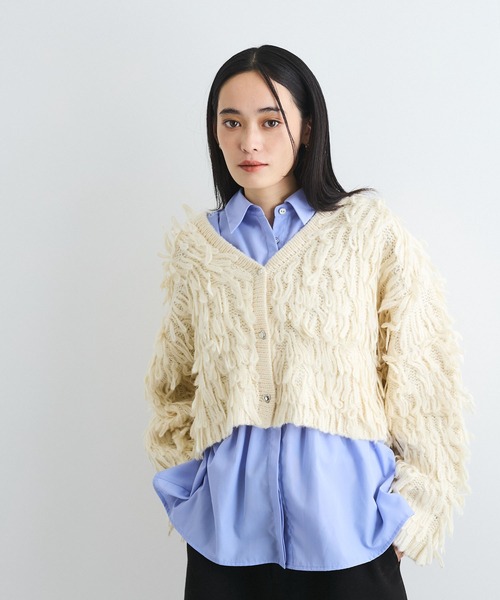 VIS（ビス）の「ループフリンジハート釦カーディガン（カーディガン/ボレロ・レディース・ターコイズブルー/キナリ・FREE）」の2枚目の写真